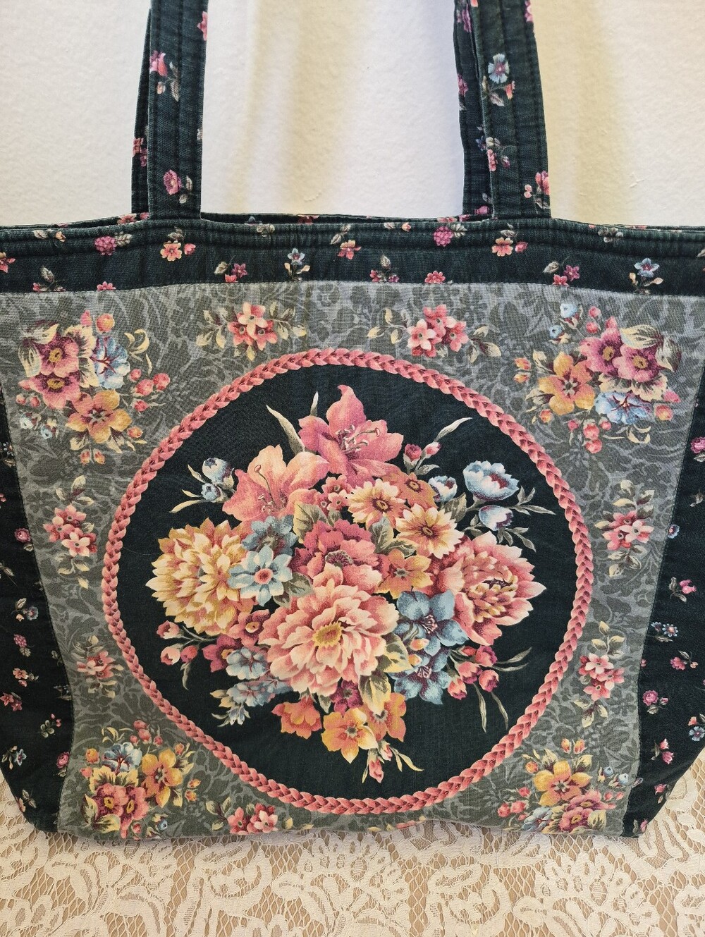 Floral Fabric Tote - Picture 2 of 9